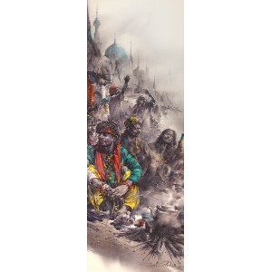 Ali Abbas, 11 x 30 Inch, Watercolor on Paper, Figurative Painting, AC-AAB-189